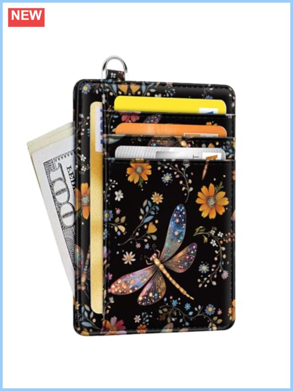 Faux Leather Slim RFID Card Holder Wallet Minimalist 6 Card Slots ID Window